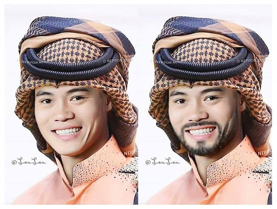 Văn Toàn hóa thân thành trai Ả Rập.