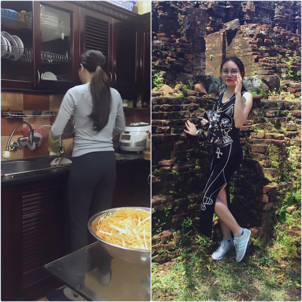 Ở nhà thì xuề xòa như bà thím nhưng ra đường thì trẻ trung tươi tắn chẳng kém ai là điều mà nhiều người bắt buộc phải công nhận khi các chị em "biến hình".