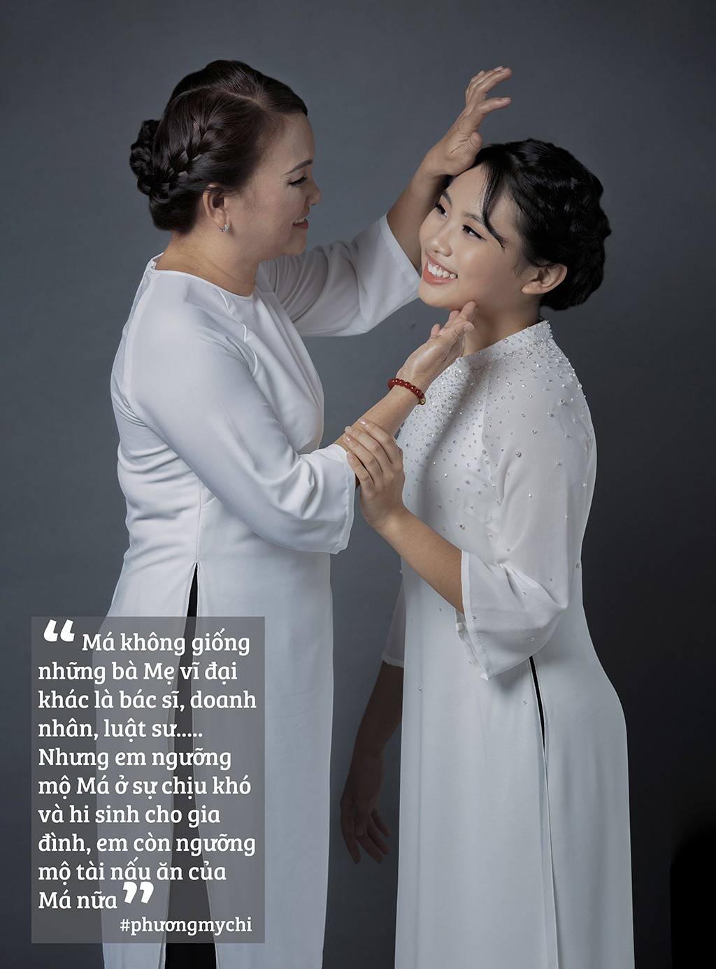 Chính bởi vậy, nhân dịp này Mỹ Chi đã quyết định thực ảnh bộ ảnh trong mùa lễ Vu Lan năm nay dành tặng cho đấng sinh thành của mình.