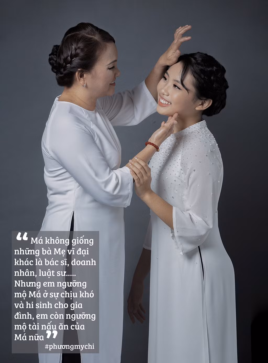 Chính bởi vậy, nhân dịp này Mỹ Chi đã quyết định thực ảnh bộ ảnh trong mùa lễ Vu Lan năm nay dành tặng cho đấng sinh thành của mình.
