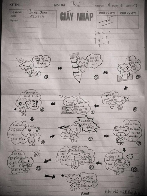 Nhiều chủ nhân của những tác phẩm nháp này còn được cộng đồng mạng phong là "thánh nháp" của các kỳ thi THPT Quốc gia.