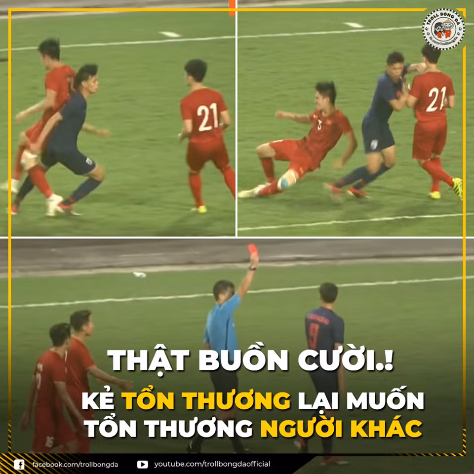 Pha đánh nguội của Supachai với Tấn Sinh bị trọng tài phát hiện và tặng ngay cho anh 1 chiếc thẻ đỏ.