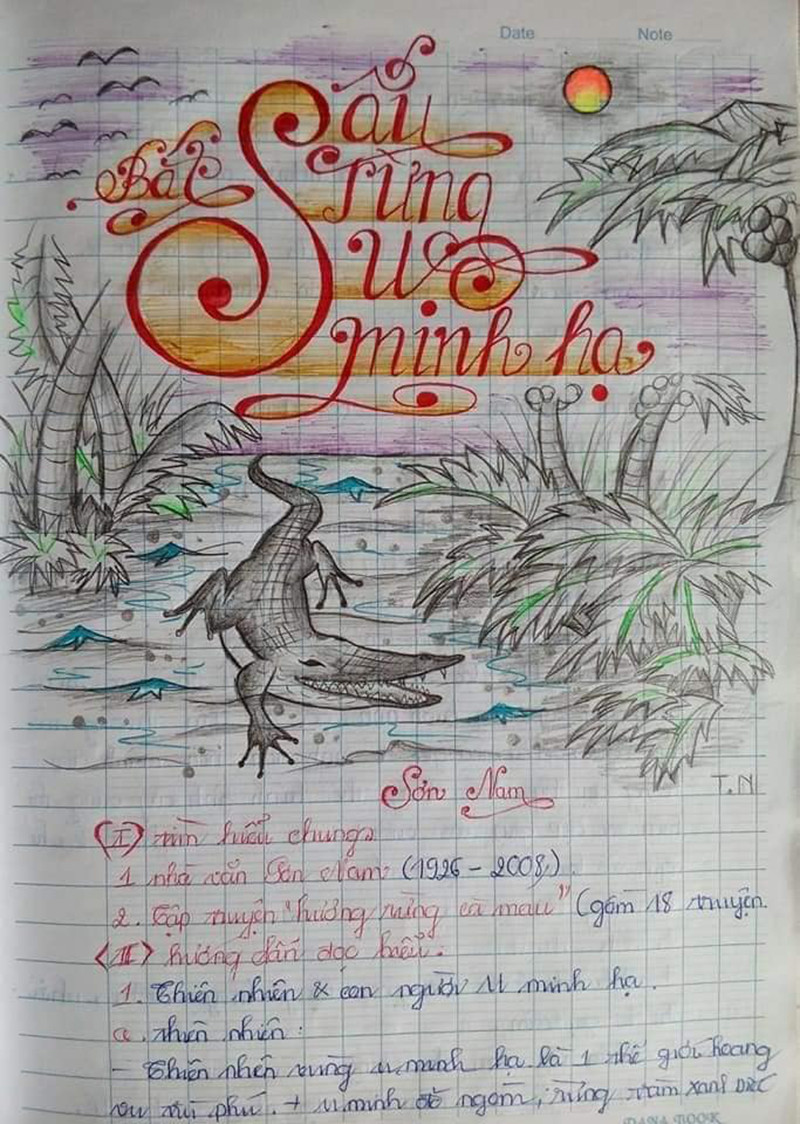 Mới đây, một quyển vở văn bất ngờ nổi tiếng trên mạng xã hội, được chia sẻ rầm rộ trên các diễn đàn vì ghi chép cẩn thận lại hàng chục văn bản, điều đáng chú ý là tác phẩm nào cũng được chăm chút, vẽ vời đẹp chẳng khác nào một bức tranh.