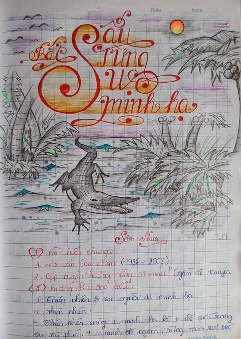 Mới đây, một quyển vở văn bất ngờ nổi tiếng trên mạng xã hội, được chia sẻ rầm rộ trên các diễn đàn vì ghi chép cẩn thận lại hàng chục văn bản, điều đáng chú ý là tác phẩm nào cũng được chăm chút, vẽ vời đẹp chẳng khác nào một bức tranh.