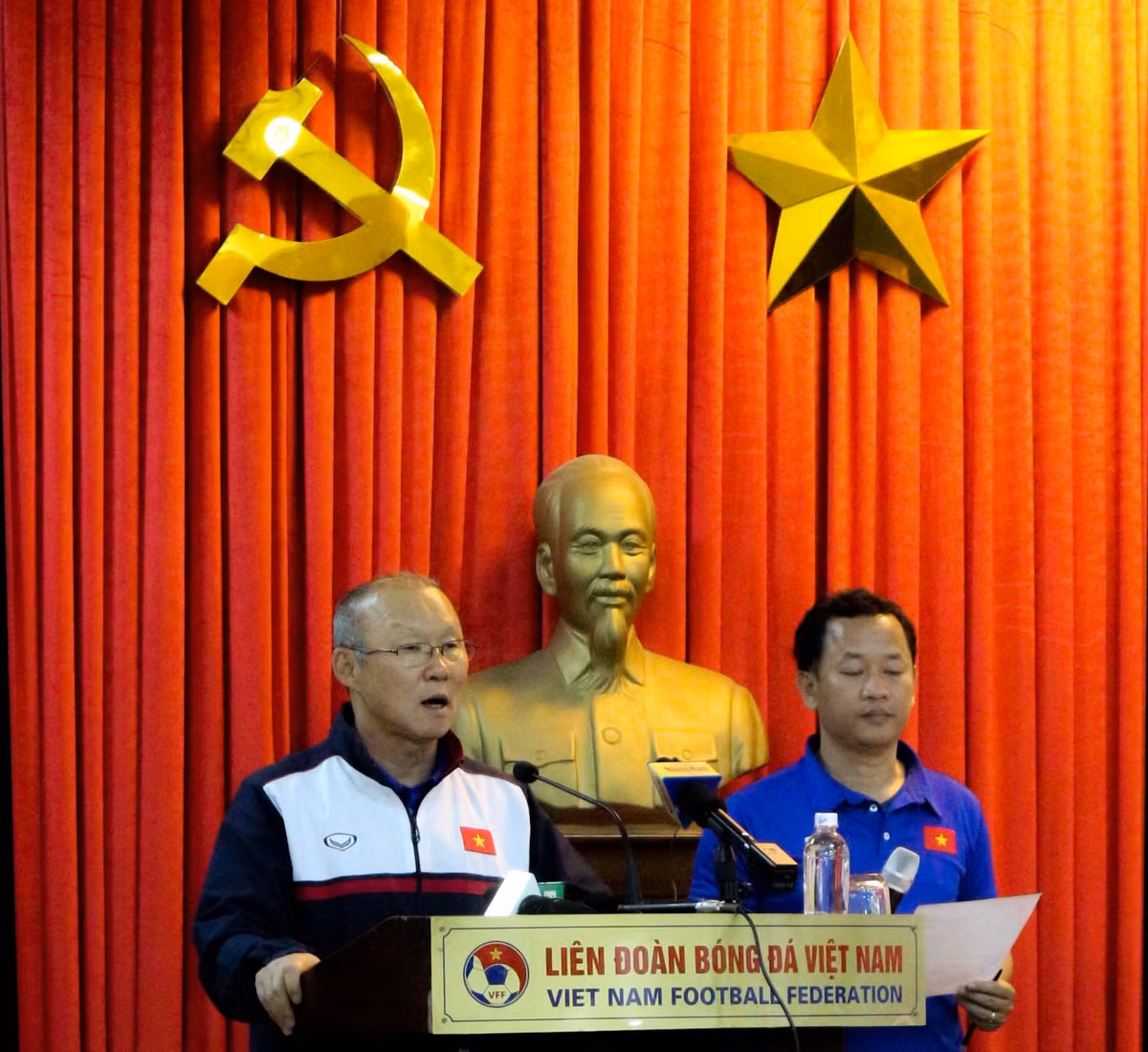 HLV Park Hang Seo phát biểu trong buổi gặp gỡ báo chí chiều ngày 29/1.