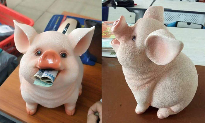 Những chú lợn tiết kiệm khi về thì khá xinh đẹp nhưng kết cục chung của chúng là đều rơi vào cảnh "chấn thương".
