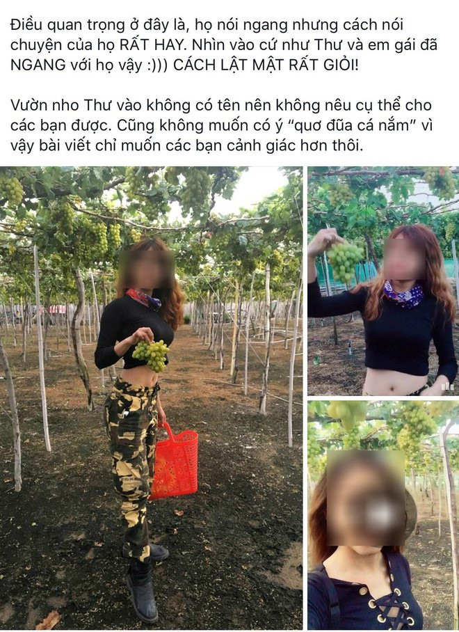 Nữ phượt thủ tố chủ vườn nho Ninh Thuận "chặt chém" khách. Ảnh chụp màn hình.