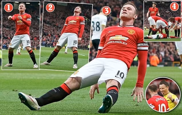  Pha ăn mừng ấn tượng của Wayne Rooney khiến trọng tài Mark Clattenburg cũng phải buồn cười. Với chiến thắng thuyết phục trước Tottenham, M.U tạm thời bỏ xa đối thủ cạnh tranh suất dự Champions League tới 6 điểm.