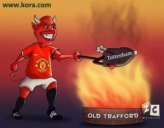 Hình ảnh vui Quỷ đỏ chế biến món gà quay ở sân Old Trafford sau khi đánh bại Tottenham với tỷ số 3-0.