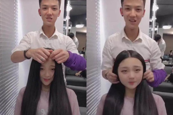 Để làm được điều này rất đơn giản, dù hai má phúng phính tròn xoe ra sao thì đều có thể che dấu hết khi buông mái tóc dài xuống hai bên mặt là đủ.