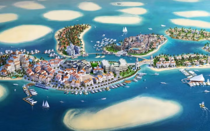 Quần thể 300 đảo riêng mang tên The World với tổng chi phí xây dựng lên tới con số khổng lồ 14 tỷ USD là niềm tự hào to lớn của người Dubai (Ảnh: KT)