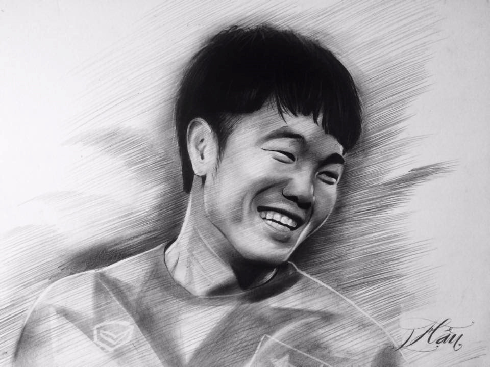 Tấn Hậu cho biết anh chàng này có ý tưởng vẽ chân dung các chàng trai U23 Việt Nam từ lâu. Song sau chiến thắng của Việt Nam lần lượt trước Bahrain rồi Syria, anh mới hoàn thành những nét vẽ cuối cùng.