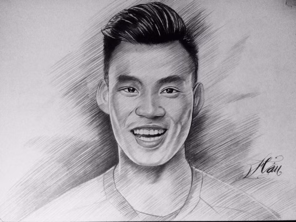 Tuy nhiên, vì công việc quá bận nên 9X Quảng Ngãi này chỉ thực hiện trước một số cầu thủ, những người còn lại sẽ vẽ sau.