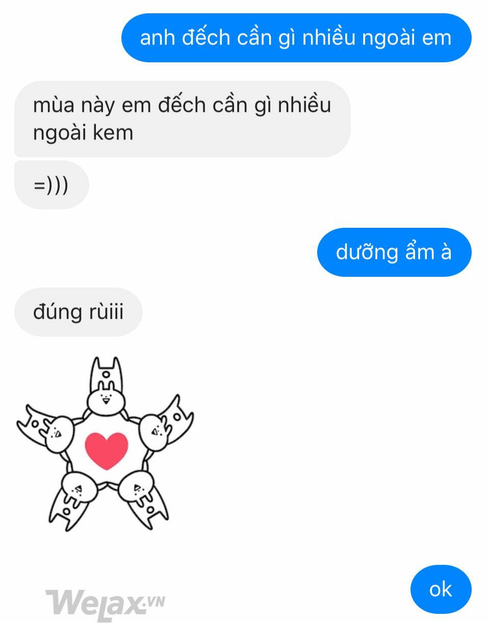 Tại sao đám con trai mãi vẫn chưa hiểu câu thần chú "em ăn cơm chưa"? Giờ hãy thay bằng "Anh đếch cần gì ngoài em".