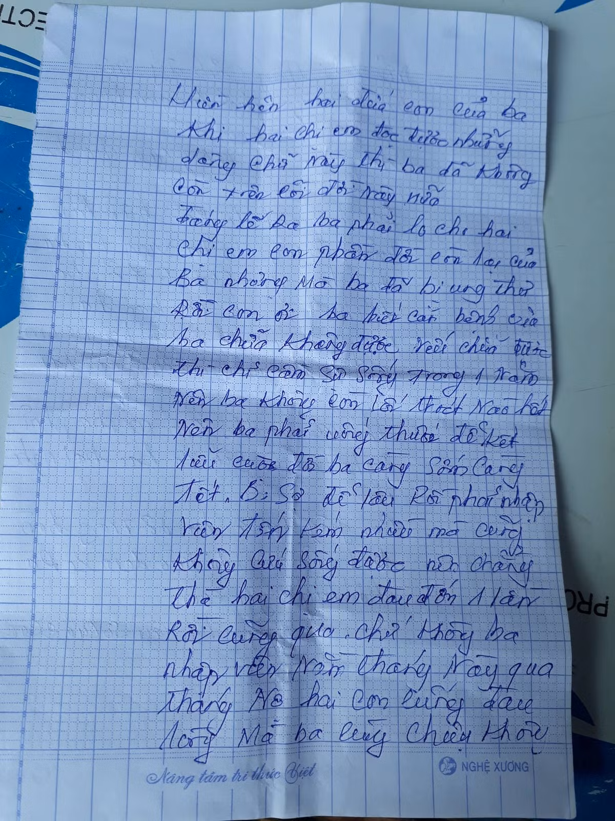 Bức tâm thư mà ông Cường để lại cho 2 con