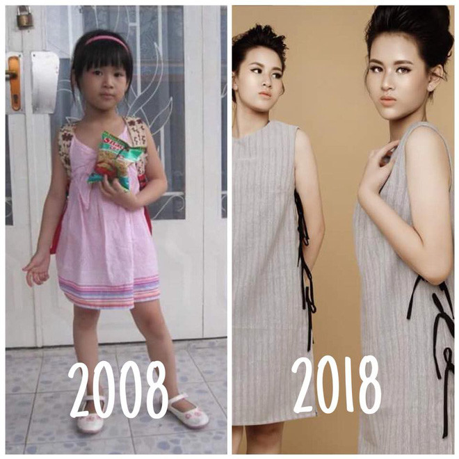 Tròn 10 năm từ cô bé vẫn còn mặc những chiếc váy đủ màu sắc thì giờ đã trở thành thiếu nữ xinh đẹp đủ để tham gia các cuộc thi nhan sắc.