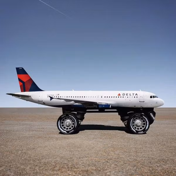 Khi bánh của chiếc máy bay được thay bằng chiếc giày pa-tin.