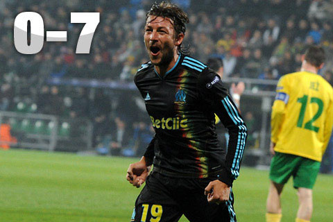 Còn tại vòng bảng mùa giải 2010/2011, dù phải làm khách nhưng Marseille vẫn xuất sắc vùi dập Zilina với chiến thắng 7 sao.