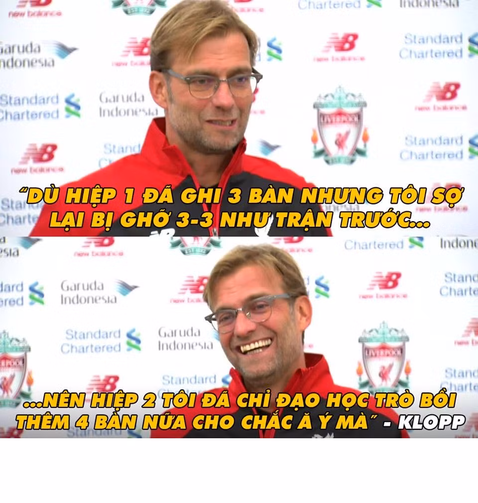 Rút kinh nghiệm từ trận hòa Sevilla ở vòng trước, HLV Jurgen Kloop đã chắc ăn khi cho học trò ghi thêm 4 bàn trong hiệp 2 trận đấu với Spartak Moskva. Ảnh trong bài: Facebook Troll Bóng Đá.
