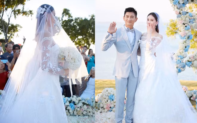 Người đẹp Lưu Thi Thi chọn váy cưới thương hiệu nổi tiếng Carven Paris của Pháp. Đây là chiếc váy được thiết kế riêng, ở cổ áo có thêu tên của nữ diễn viên. Chiếc váy satin màu trắng được trang trí bởi những hạt ngọc trai, do 20 thợ thủ công làm trong hơn 3 tháng.