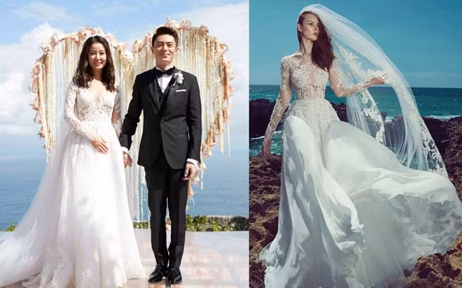 Lâm Tâm Như cũng chịu chi không kém khi chọn thiết kế cao cấp của thương hiệu Zuhair Murad trong đám cưới với Hoắc Kiến Hoa. Mẫu đầm ren trắng, với phần ngực lót vải mỏng xuyên thấu gợi cảm có giá 17.600 USD">17.600 USD (tương đương gần 400 triệu đồng). Bên cạnh đó, nữ diễn viên còn chi số tiền không nhỏ cho 2 bộ váy cưới khác và một bộ trang phục truyền thống cùng nhiều trang sức đến từ những thương hiệu nổi tiếng.