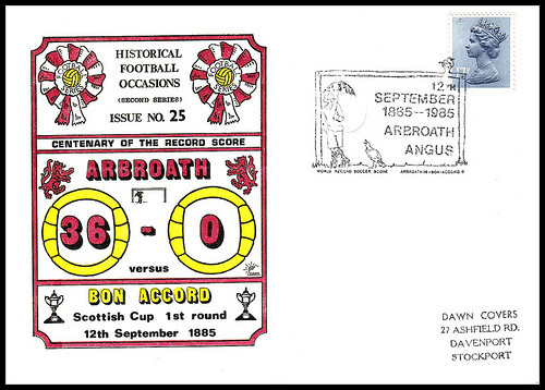Năm 1985, Arbroath đã thắng Bon Accord với tỷ số 36-0. Đây là trận đấu mà cầu thủ mới 18 tuổi John Petrie đã tỏa sáng rực rỡ với chiến tích ghi được 13 bàn thắng.