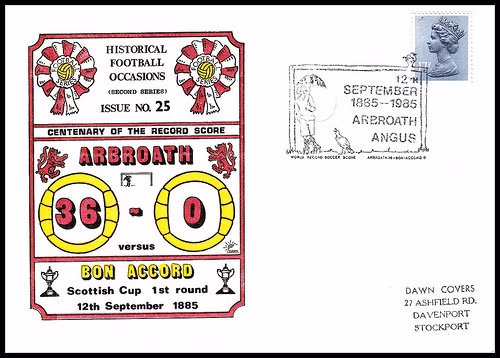 Năm 1985, Arbroath đã thắng Bon Accord với tỷ số 36-0. Đây là trận đấu mà cầu thủ mới 18 tuổi John Petrie đã tỏa sáng rực rỡ với chiến tích ghi được 13 bàn thắng.