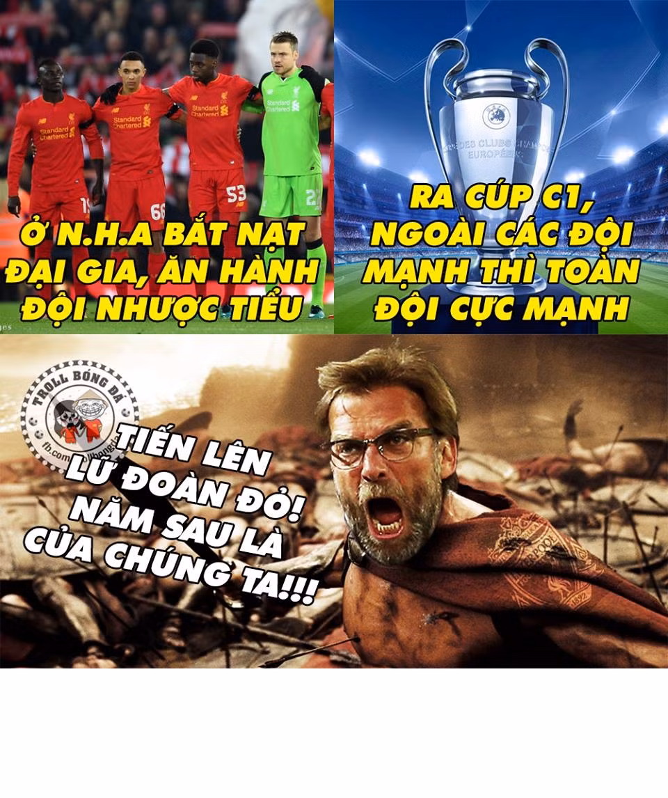 Bức ảnh chế bóng đá, CLB Liverpool và HLV Kloop đang hừng hực khí thế chuẩn bị tiến ra đấu trường châu Âu năm sau đã cho dân mạng một trận cười vỡ bụng.