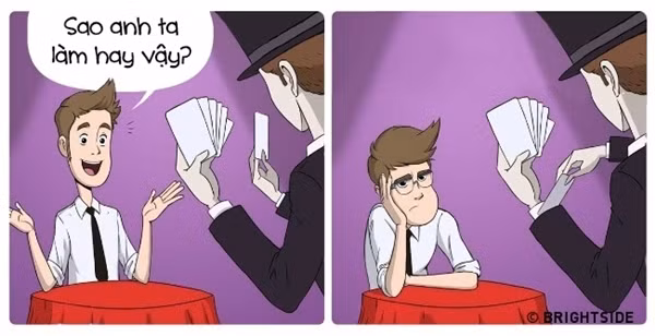 Với những trò ảo thuật cũng vậy, mọi thứ sẽ được phơi bày khi chiếc kính được các anh chàng đeo lên mắt.