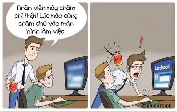 Sự thật của các ông sếp khi không và có đeo kính hoàn toàn khác xa.