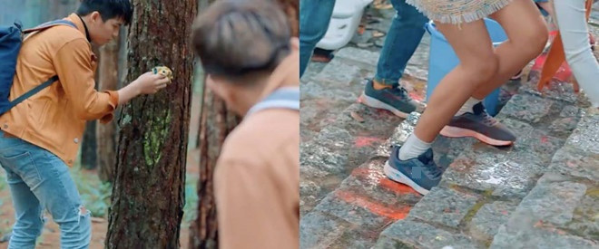 Trong phim ngắn xuất hiện hình ảnh các diễn viên sơn đế giày, rồi đạp lên cây thông, in dấu giày ở khu hàng ghế trắng của Nhà thiếu nhi Đà Lạt… như một cách check-in. Tuy nhiên, hành động này vấp phải những phản ứng từ dân mạng.