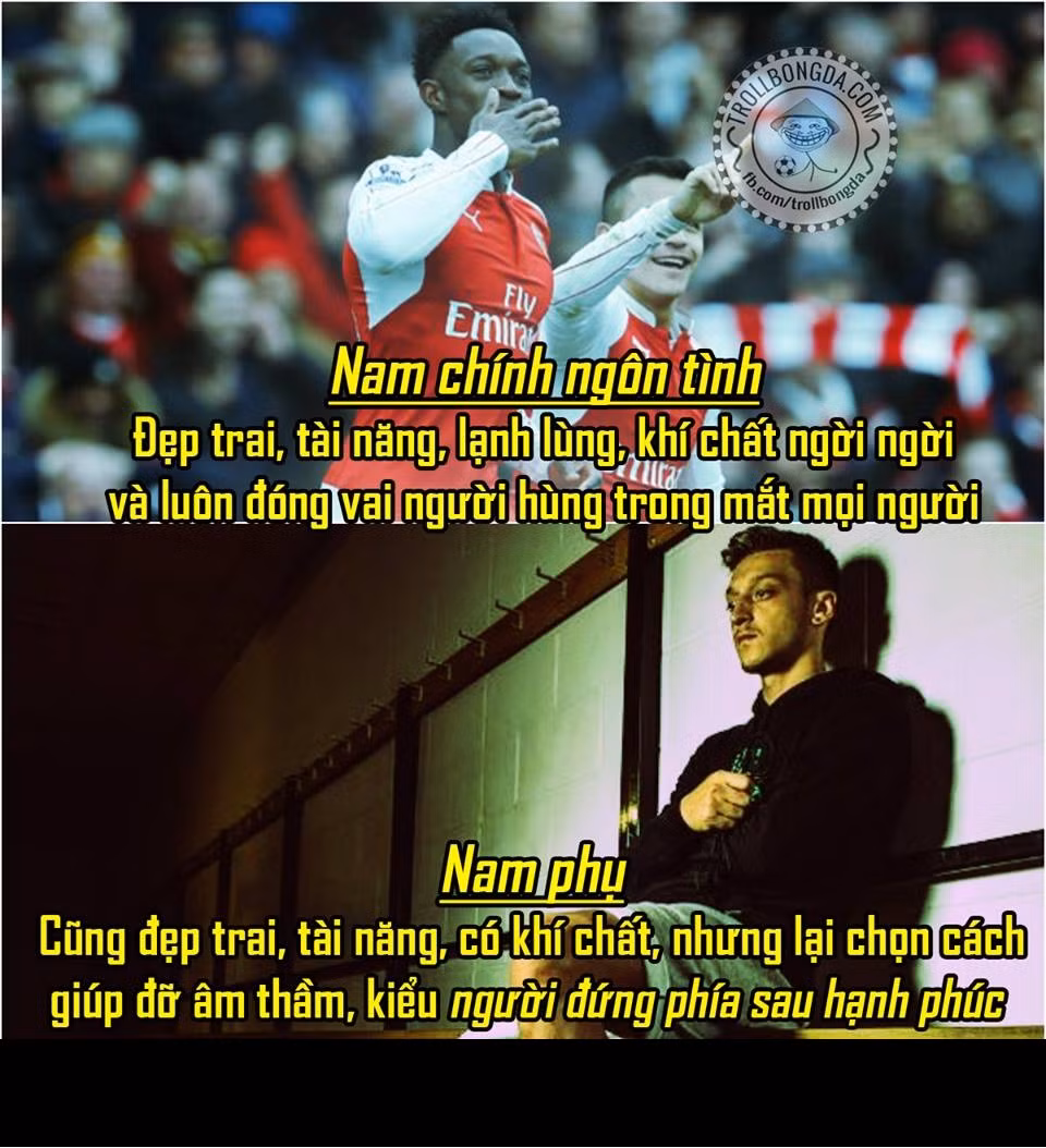 Trong trận đấu tranh ngôi vị đầu bảng tại giải Ngoại hạng Anh, Welbeck vào vai nam chính trong câu chuyện ngôn tình ngọt ngào của fan Arsenal đêm Valentine. Còn nam phụ không ai khác chính là Mesut Oezil.