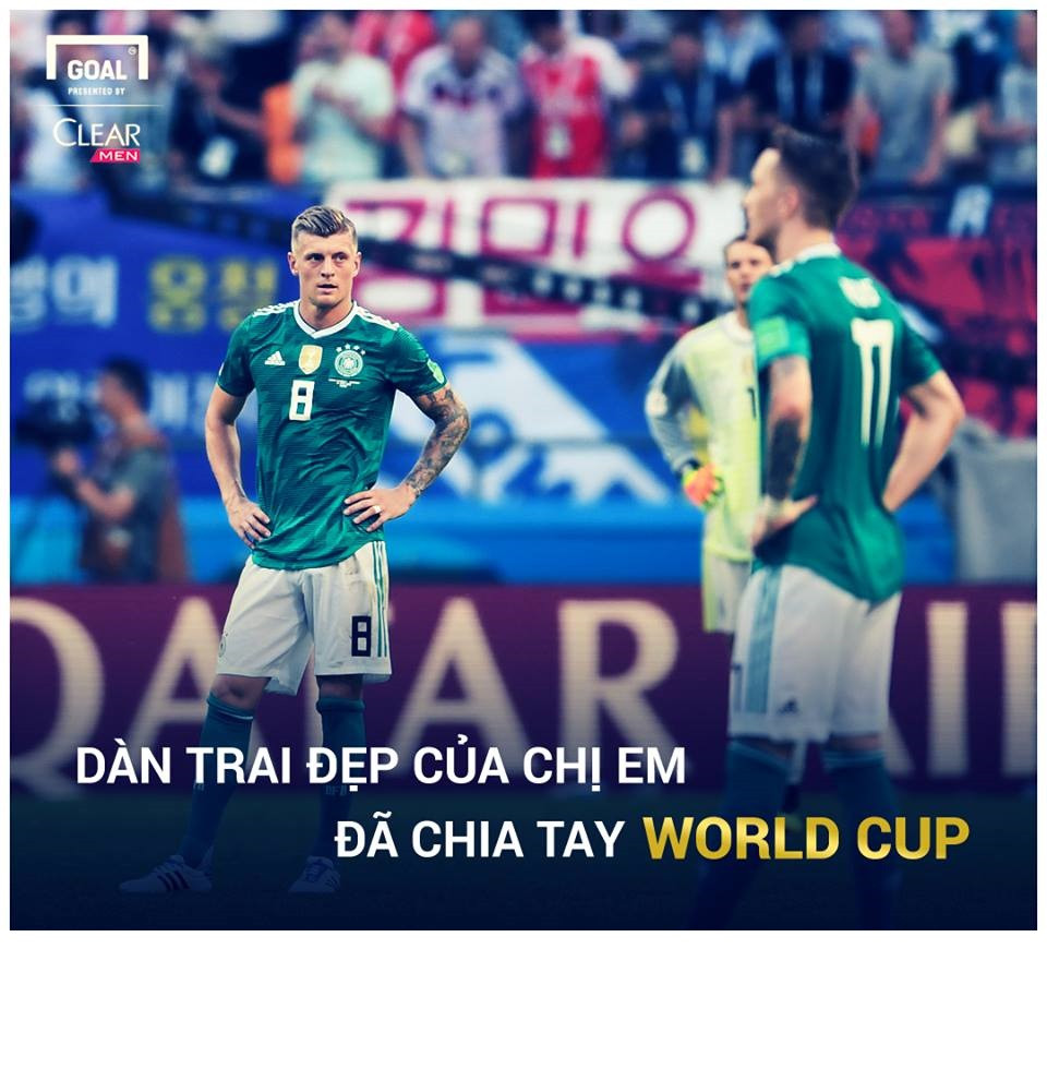 Sau trận thảm bại trước Hàn Quốc, ĐT Đức trở thành tâm điểm của những bức ảnh chế bóng đá mới đây. Với cánh đàn ông, "Cỗ xe tăng" bị loại khỏi World Cup sẽ khiến họ tiếc vì không được xem lối đã từng mê hoặc cả thế giới cách đây 4 năm. Còn với chị em thì đó là không được ngắm dàn trai đẹp của đội tuyển này.