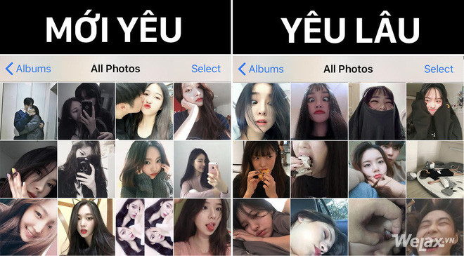 Lúc mới yêu album ảnh điện thoại tràn ngập ảnh tình tứ. Yêu được 1 thời gian nhìn đâu cũng thấy ảnh dìm hàng người yêu.