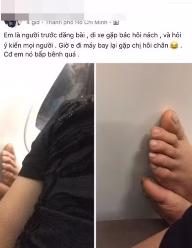 Nickname Huy Quân bình luận: "Bàn chân chắc gì đã sạch, trông kém vệ sinh quá. Chưa kể xe mà phanh gấp, chắc thanh niên này lọt sàn"