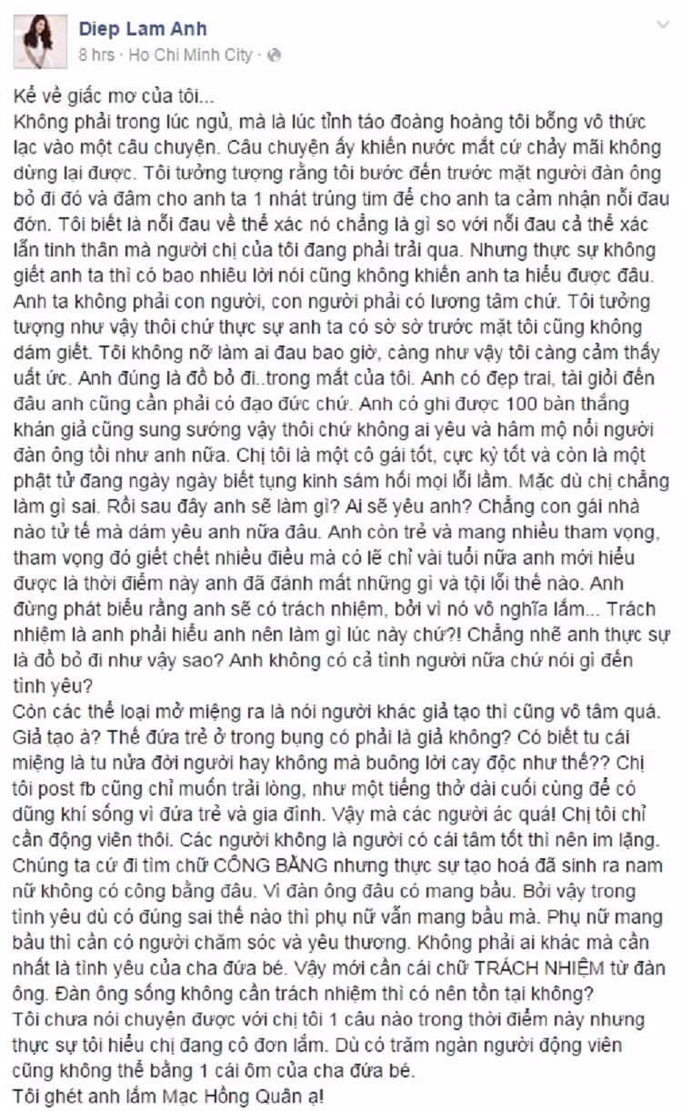 Diep Lam Anh benh chi Khanh Ly, chi trich Mac Hong Quan-Hinh-2