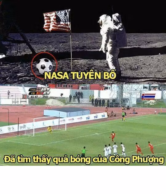 Quả bóng của Công Phượng đá hỏng 11m đã được các phi hành gia tìm thấy trên mặt trăng, cách xa vài ngàn năm ánh sáng.