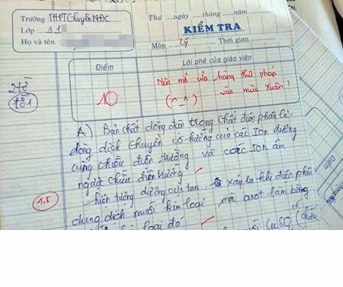 "Nên mở cửa hàng thư pháp vào mùa xuân" cũng chỉ vì chữ quá xấu nên nhận được lời phê bài kiểm tra cực bá đạo của thầy cô.