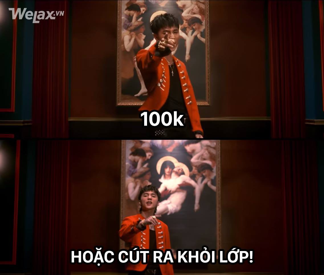 Biểu cảm của Sơn Tùng M-TP trong bức ảnh chế "Chạy ngay đi" thật sự dữ dằn giống như cô giáo Kim Tuyến từng gây bão với clip xúc phạm học sinh "không bằng con lợn".