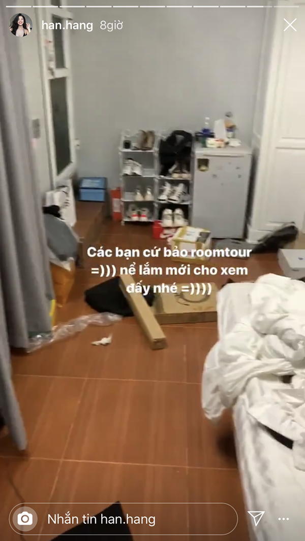 Sau clip khoe ở bẩn Hàn Hằng cập nhật ngay một clip dọn phòng sạch sẽ. Tuy nhiên cô nàng cho biết, sang đến ngày hôm sau, căn phòng sẽ "lại đâu vào đấy".