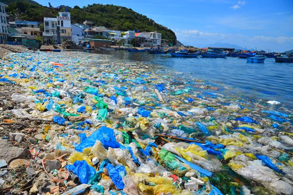 Theo một số người dân ở đảo Bình Ba cho biết, khách du lịch có thói quen dùng túi ni lông đựng cộng với các bè nuôi tôm dùng các bao tải để đựng thức ăn nên đã dẫn tới tình trạng này.