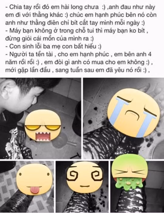 Sau những màn khoe tiền, khoe đồ là đến màn níu kéo tình yêu đầy "nước mắt" và có phần "đẫm máu". Cách này cũng dễ khiến các bạn trẻ nổi tiếng trên Facebook nhưng dĩ nhiên là sẽ có hậu quả là phải hứng vô vàn "gạch đá".