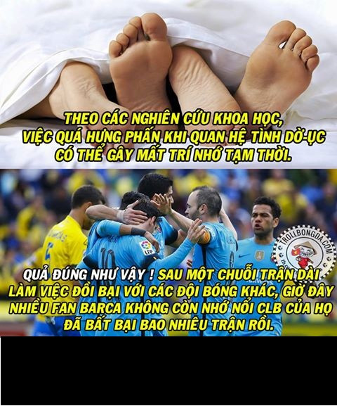 Cư dân mạng đã cười ngất với bức ảnh chế Fan Barca không nhớ nổi CLB của họ đã bất bại bao nhiêu trận tại tất cả các đấu trường.