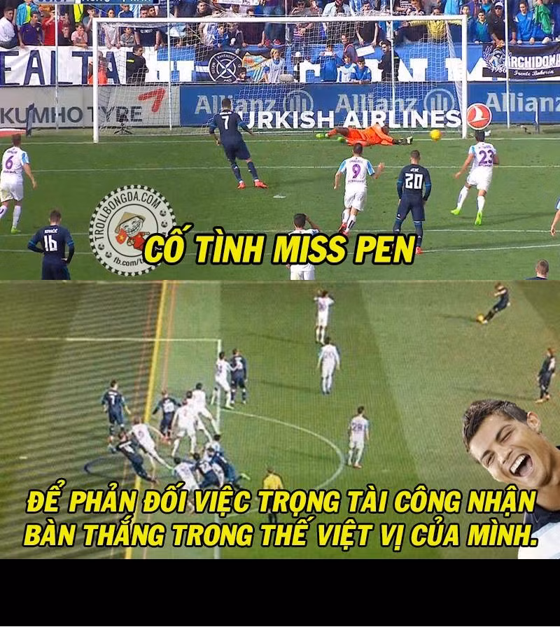 Ngay sau khi Cris Ronaldo sút trượt quả 11m, cư dân mạng đã cho đăng tải bức ảnh chế bóng đá khiến nhiều người phải bò lăn ra cười.