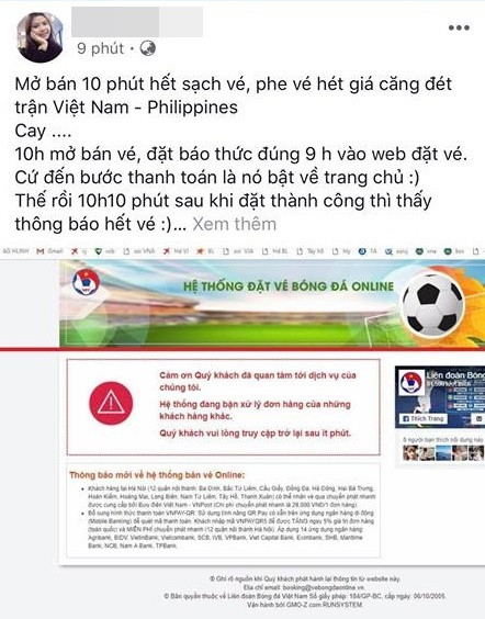 Sáng 28/11 hầu hết tất cả NHM bóng đá của Việt Nam đều trong chờ để mua được vé AFF Cup 2018 cho trận lượt về được tổ chức trên SVĐ QG Mỹ Đình vào ngày 6/12.
