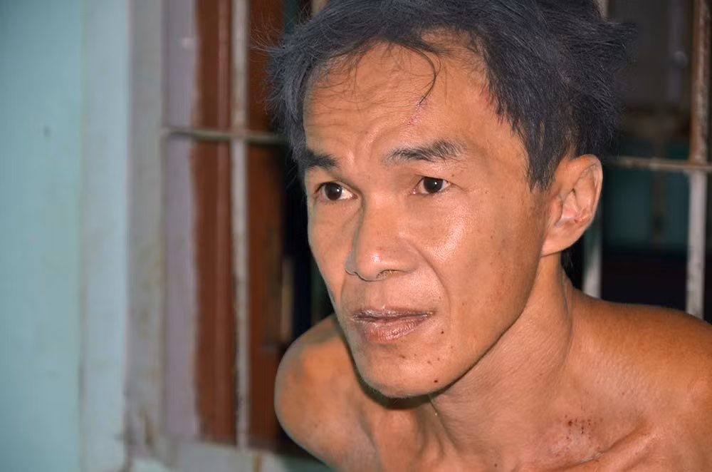 Nghi phạm Tâm tại cơ quan công an