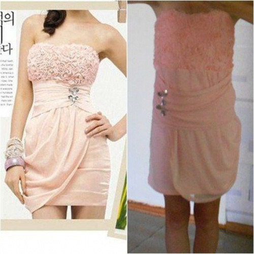 Chiếc váy hồng người mẫu mặc rất đẹp và lịch sự nhưng khi đặt mua về nó chẳng khác gì "thất bại" của nhà thiết kế.