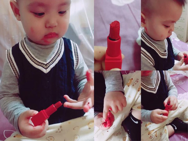 Bà mẹ trẻ cũng cho biết, không chỉ tự tô son cho mình mà cô bé còn vẽ cho cả búp bê luôn. Chị L.N cũng cho biết Suri hơi nghịch một chút nhưng bình thường khá ngoan và nghe lời người lớn.