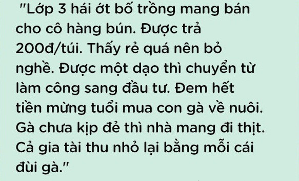 Mang những thứ ở nhà đi bán để kiếm được tiền đầu tiên cũng là điều mà nhiều bạn trẻ đã thực hiện.