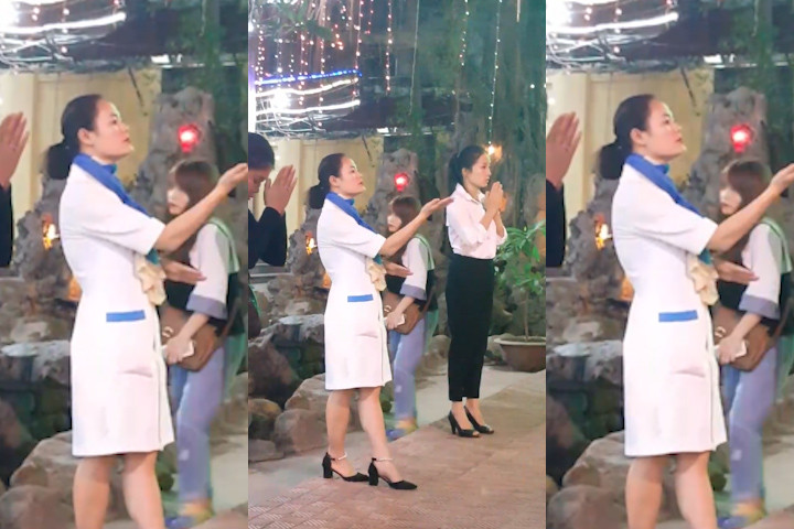 "Tiếp theo sau hành động quạt chả là điệu múa hứng mưa. Có thể năm nay hạn hán, nhiều vụ cháy thương tâm nên phải cầu mưa". Sau khi xem clip, một số dân mạng đã ngồi nghĩ tên cho những điệu múa của cô nàng này.